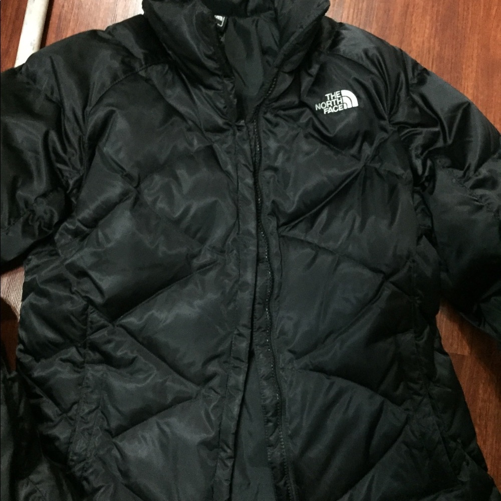 North Face Black Full Zipper Puffer down coat jack